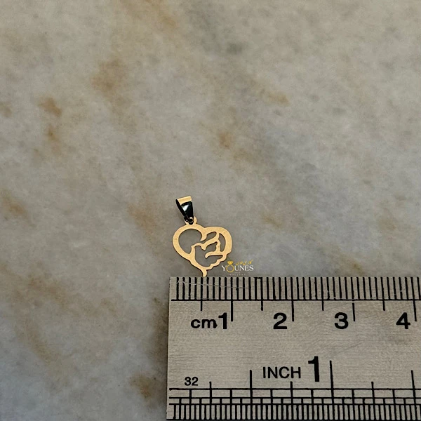 تصویر دوم آویز کبوتر قلبی طلا لیزری